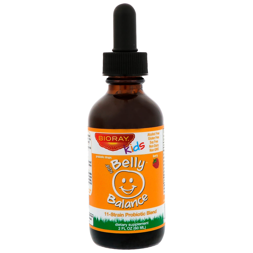 Bioray Inc., Kids, NDF Belly Balance, Miscela probiotica a 11 ceppi, sapore di frutti di bosco, 2 fl oz (60 ml)