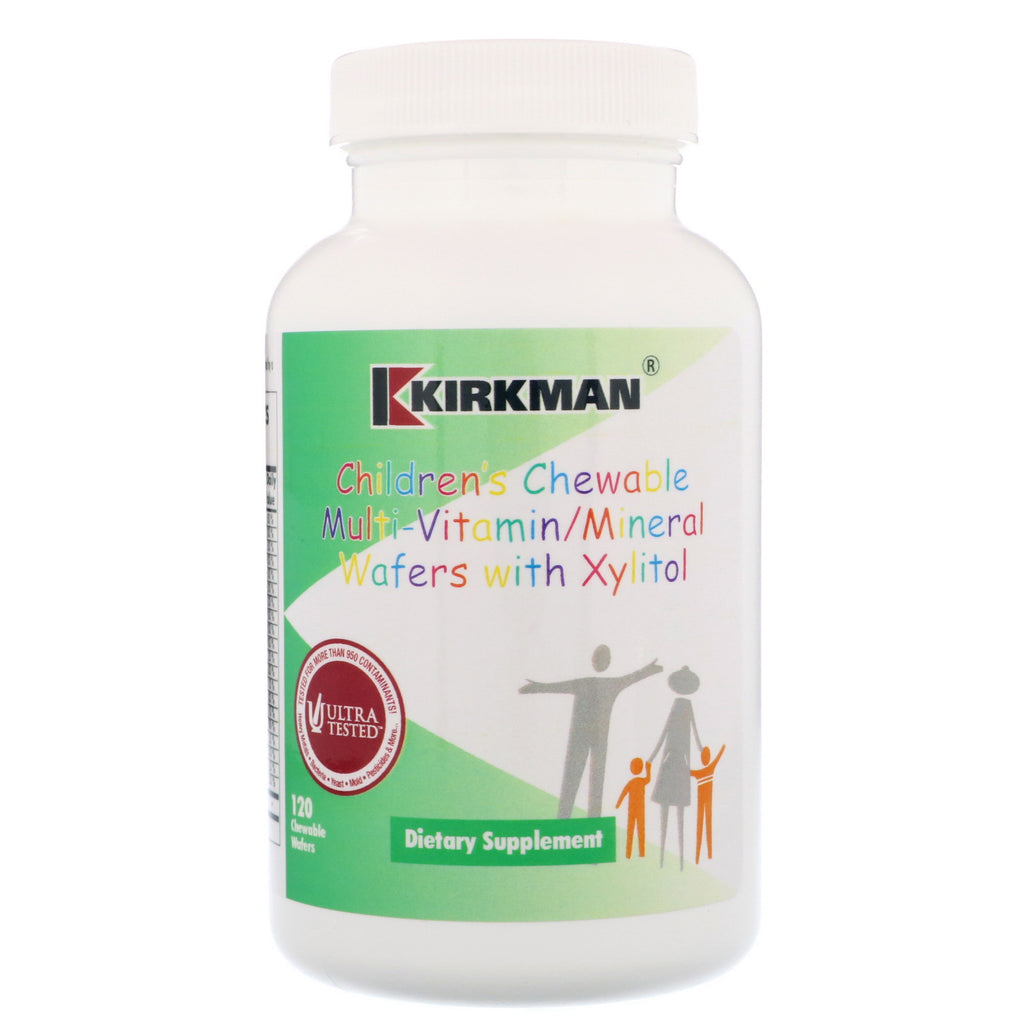 Kirkman Labs, Kauwbare multi-vitamine/minerale wafels voor kinderen met xylitol, 120 kauwbare wafels