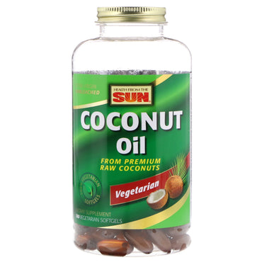 Health From The Sun, aceite de coco, 180 cápsulas blandas vegetarianas