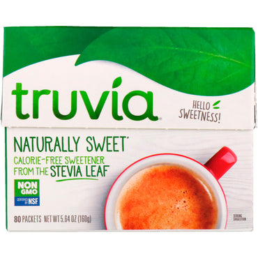 Truvia, مُحلي طبيعي حلو خالي من السعرات الحرارية، 80 كيسًا، 5.64 أونصة (160 جم)