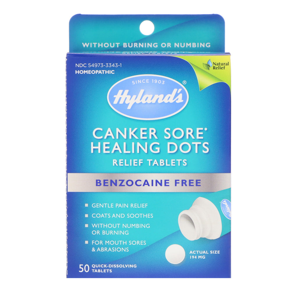 Hyland's, Canker Sore Healing Dots Relief Tabletter, 50 snabbupplösande tabletter