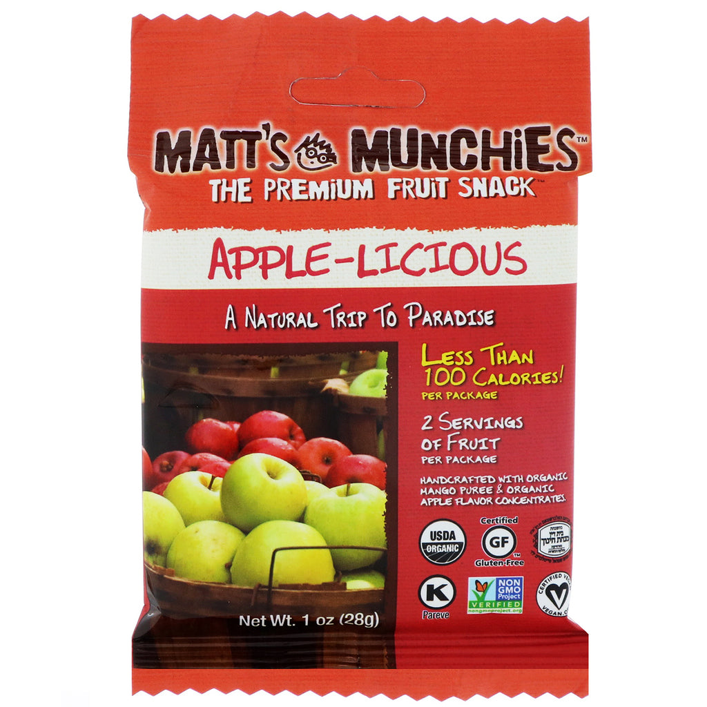 Matt's Munchies, Apple-Licious, paquete de 12, 1 oz (28 g) cada uno