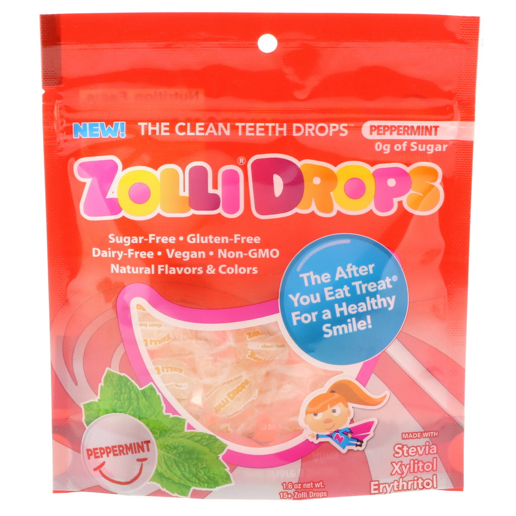 Zollipops Zolli Drops The Clean Teeth Drops Menthe poivrée 15+ Zolli Drops 1,6 oz
