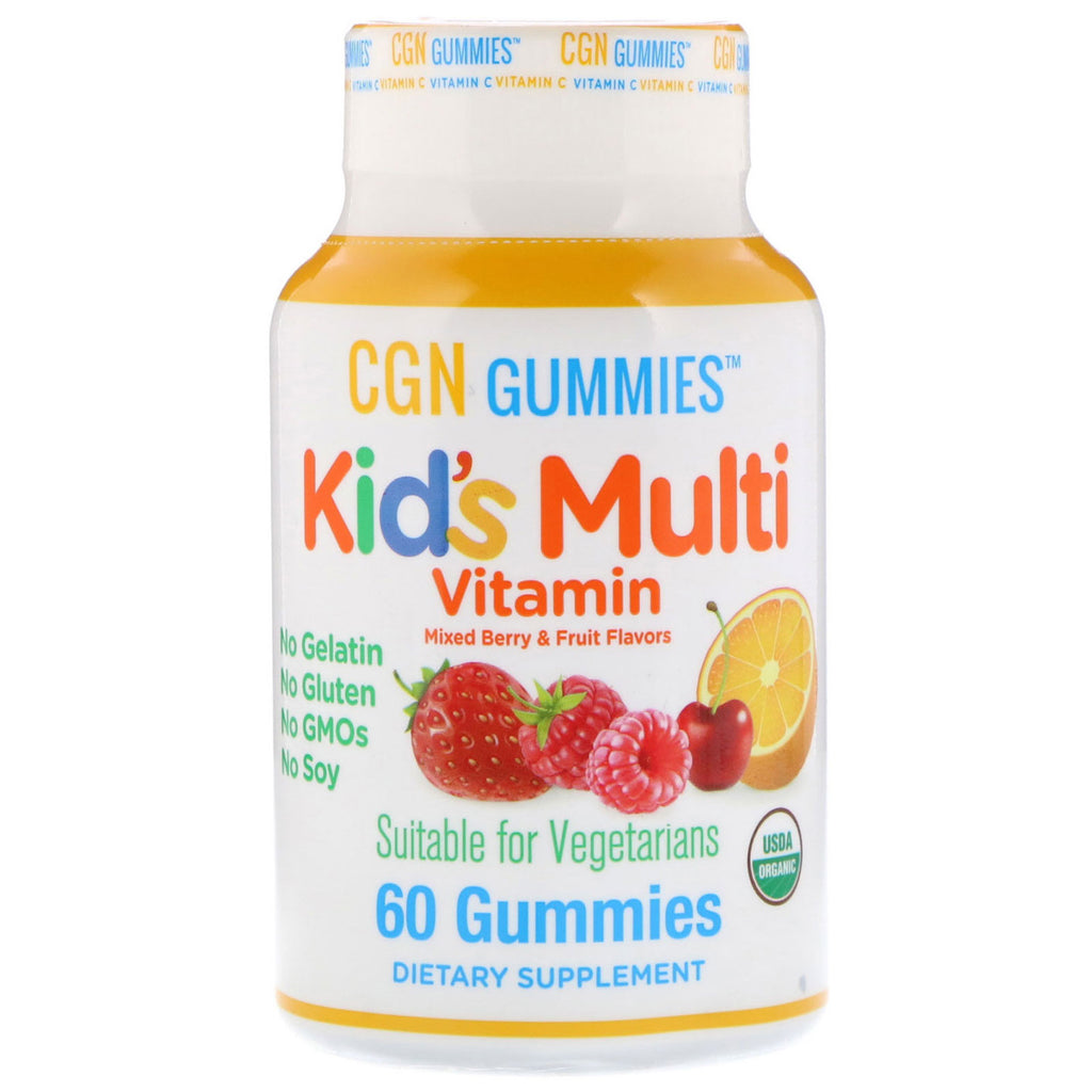 California Gold Nutrition, multivitamingummi til børn, ingen gelatine, ingen gluten, blandet smag af bær og frugt, 60 gummigummier