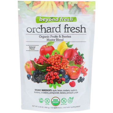 Beyond Fresh, Orchard Fresh، مزيج الفواكه والتوت الرئيسي، نكهة طبيعية، 6.35 أونصة (180 جم)