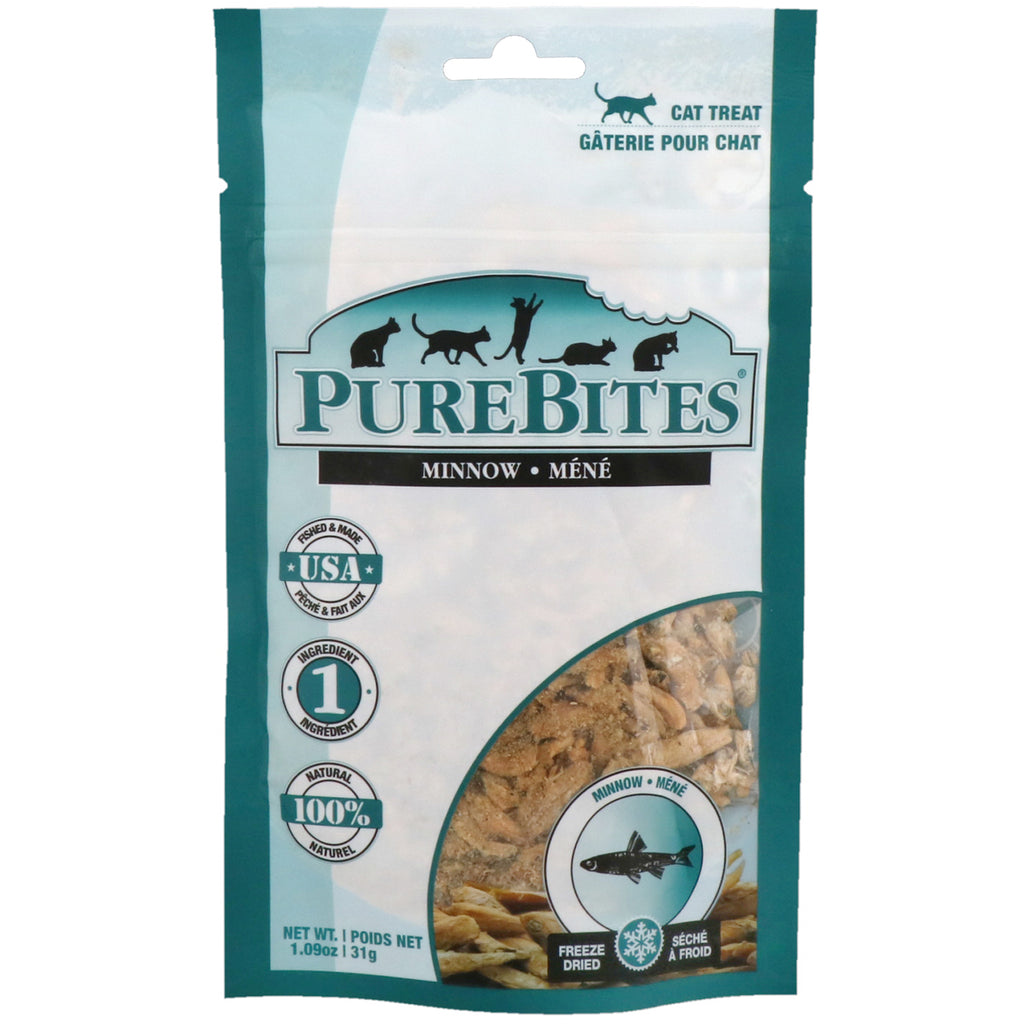 Pure Bites, liofilizowane, przysmaki dla kotów, Minnow, 1,09 oz (31 g)