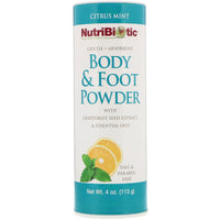 NutriBiotic, Body & Foot Powder with Grapefruit Seed Extract & Essential Oils, Citrus Mint, 4 oz (113 g)