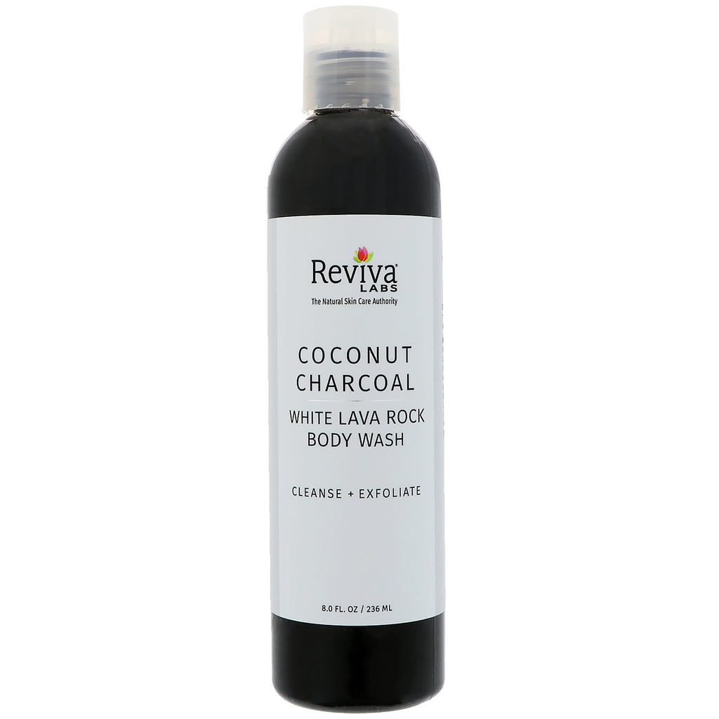 Reviva Labs, Kokosnoot Houtskool Witte Lavasteen Body Wash, 8 fl oz (236 ml)