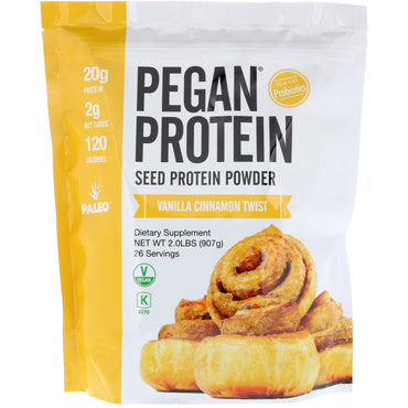 Julian Bakery, Proteína pegana, proteína de semilla en polvo, toque de vainilla y canela, 2 lbs (907 g)