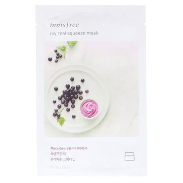 Innisfree, My Real Squeeze Mask, Acai Berry, 1 Sheet