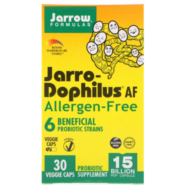 Fórmulas Jarrow, jarro-dophilus af, sin alérgenos, 15 mil millones, 30 cápsulas vegetales