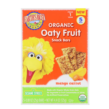 Earth's Best Sesame Street Oaty Fruit Snack Bars 5 بارات، 0.88 أونصة (25 جم) لكل منها