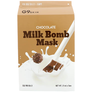 G9skin, Máscara Bomba de Leite com Chocolate, 5 Máscaras, 21 ml Cada