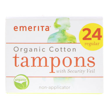 Emerita,  Cotton Tampons with Security Veil, Non-Applicator, Super, 16 Tampons