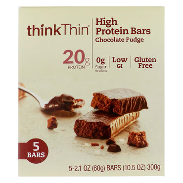 थिंकथिन हाई प्रोटीन बार्स चॉकलेट फ़ज 5 बार्स 2.1 आउंस (60 ग्राम) प्रत्येक