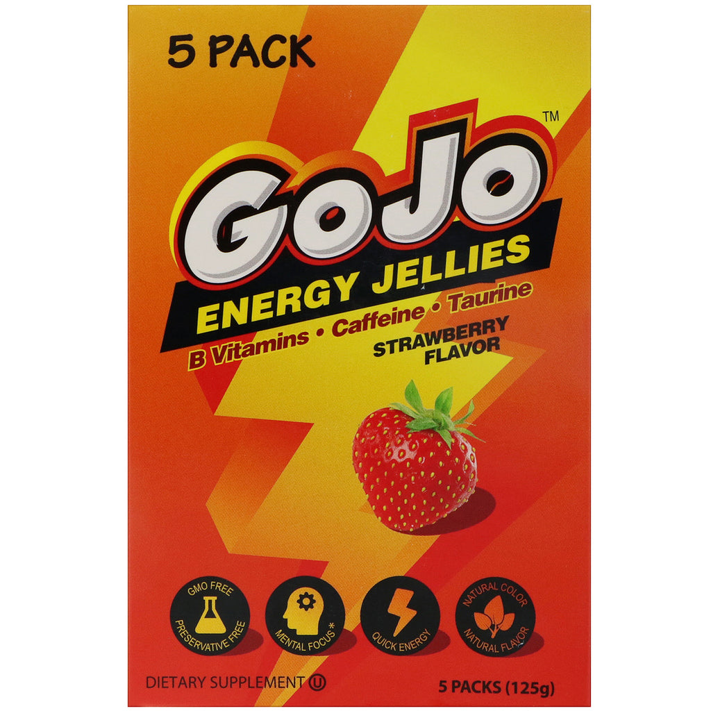 Yum-V's, GoJo Energy Jellies, sabor a fresa, 5 paquetes (125 g)