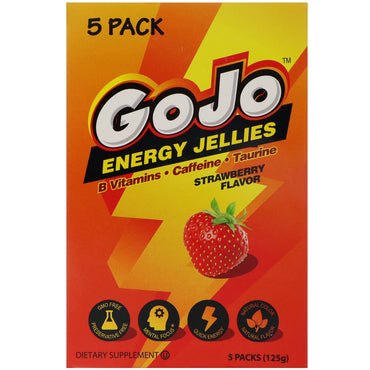 Yum-V's, GoJo Energy Jellies، نكهة الفراولة، 5 عبوات (125 جم)