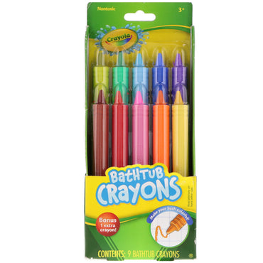 Crayola, crayola, badekar fargestifter, 3 og oppover, 9 fargestifter, + 1 bonus fargestifter