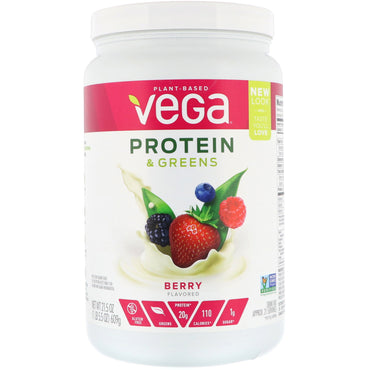 Vega, 단백질 및 녹색 채소, 베리맛, 609g(21.5oz)