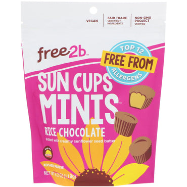 Free2B, Sun Cups Minis، شوكولاتة الأرز، 4.2 أونصة (119 جم)