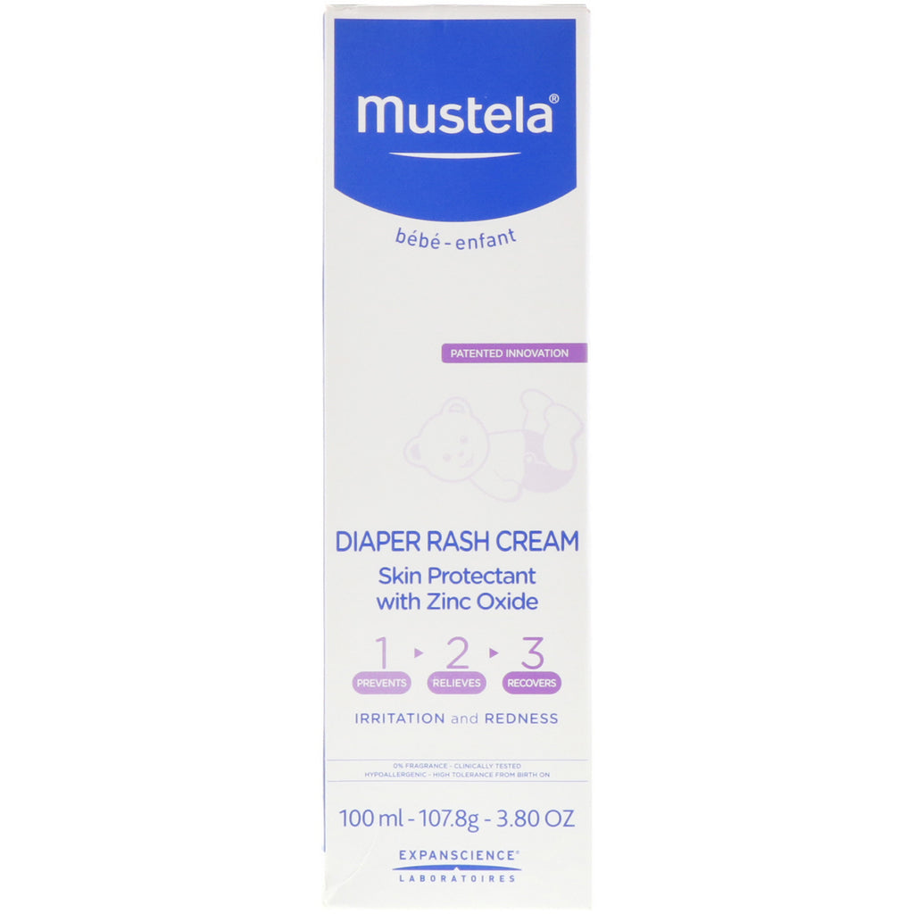 Mustela, ベビー、おむつかぶれクリーム 1-2-3、3.80 オンス (100 ml)