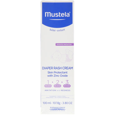 Mustela, Bebé, Crema para dermatitis del pañal 1-2-3, 3,80 oz (100 ml)