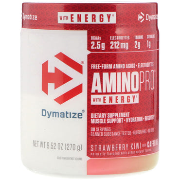 Dymatize Nutrition, Amino Pro con energía, kiwi fresa con cafeína, 9,52 oz (270 g)