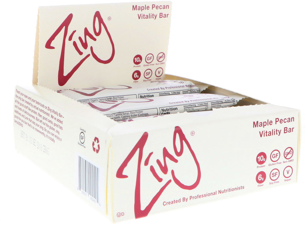 Zing Bars, バイ​​タリティ バー、メープル ピーカン、12 本、各 1.76 オンス (50 g)