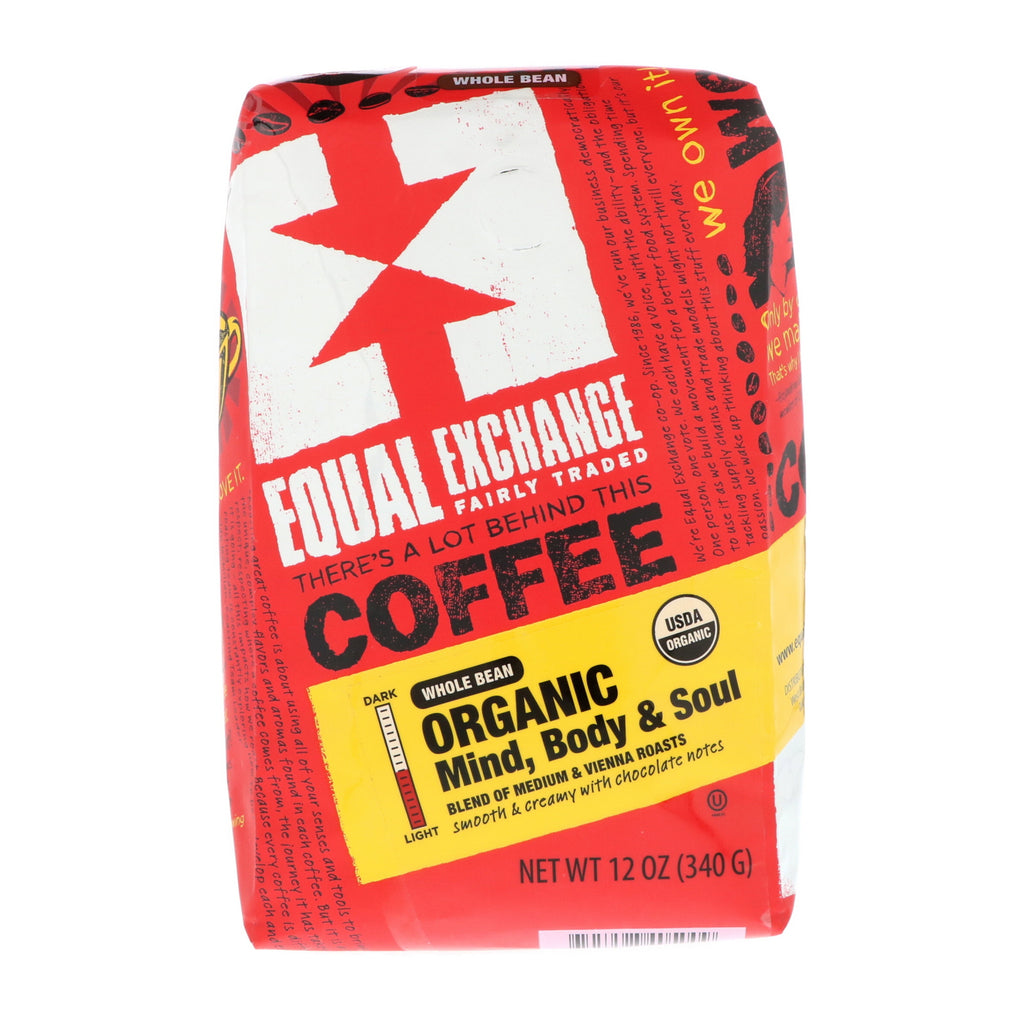 Equal Exchange, Kawa, Umysł, Ciało i Dusza, Całe ziarna, 12 oz (340 g)