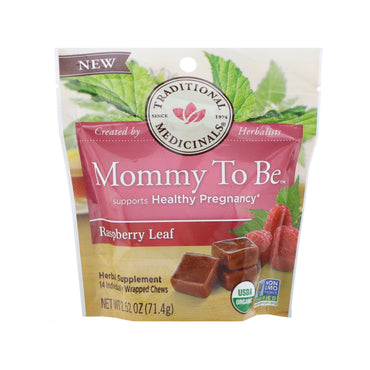 Traditional Medicinals, , Mommy to Be, Raspberry Leaf, 14 Individually Wrapped Chews, 2.52 oz (71.4 g)