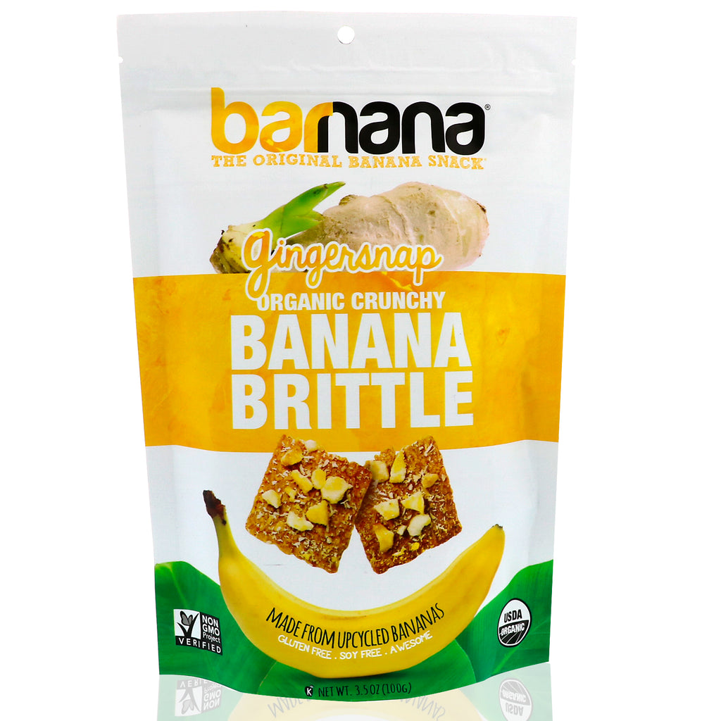 Barnana, Banane croquante cassante, Snap au gingembre, 3,5 oz (100 g)