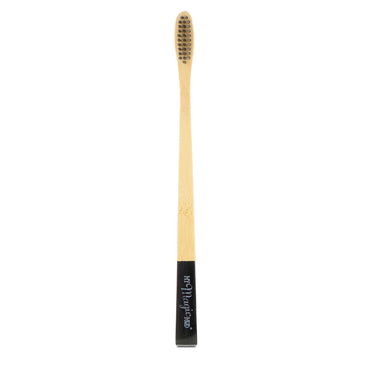 Minha lama mágica, escova de dentes de bambu, cerdas macias com infusão de carvão ativado, 1 escova de dentes