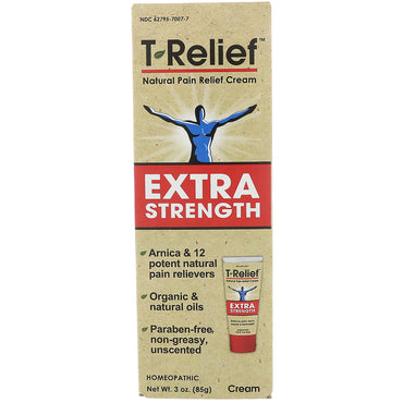 MediNatura, T-Relief, Cremă naturală pentru calmarea durerii, extra puternică, 3 oz (85 g)