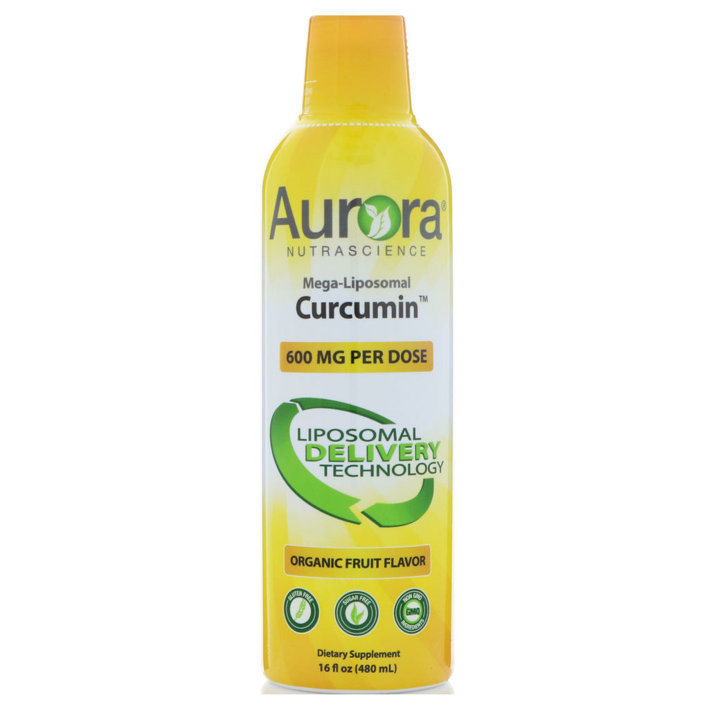 Aurora Nutrascience, מגה-ליפוזומלי כורכומין, טעם פירות, 600 מ"ג, 480 מ"ל