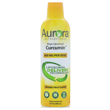 Aurora Nutrascience, Mega-Liposomal Curcumin, Fruktsmak, 600 mg, 16 fl oz (480 ml)