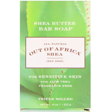 Ud af Afrika, Shea Butter Bar sæbe, med aloe vera, parfumefri, 4 oz (120 g)