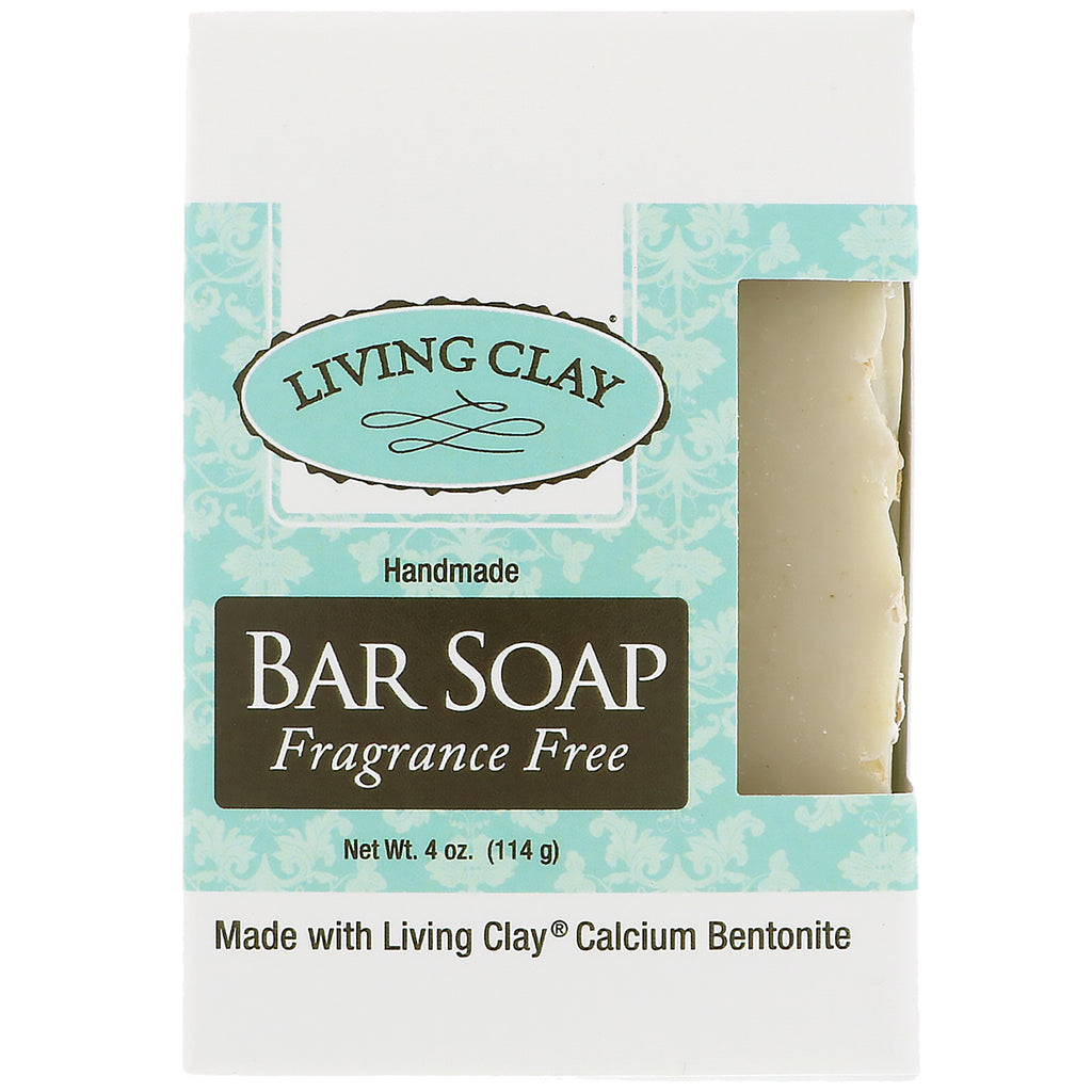 Living Clay, barra de jabón hecha a mano, sin fragancia, 4 oz (114 g)