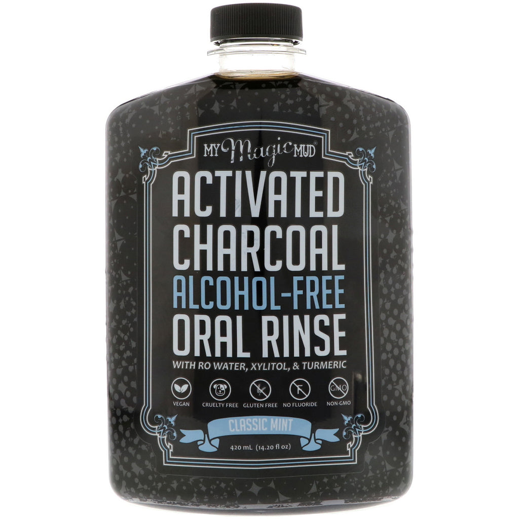 Enxaguante oral sem álcool com carvão ativado My Magic Mud Classic Mint 420 ml (14,20 fl oz)
