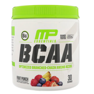 MusclePharm, BCAA Essentials, Fruit Punch, 0.57 ปอนด์ (258 กรัม)