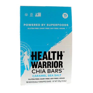 Health Warrior, Inc., Chia Bars, เกลือทะเลคาราเมล, 15 บาร์, 13.2 ออนซ์ (375 ก.)