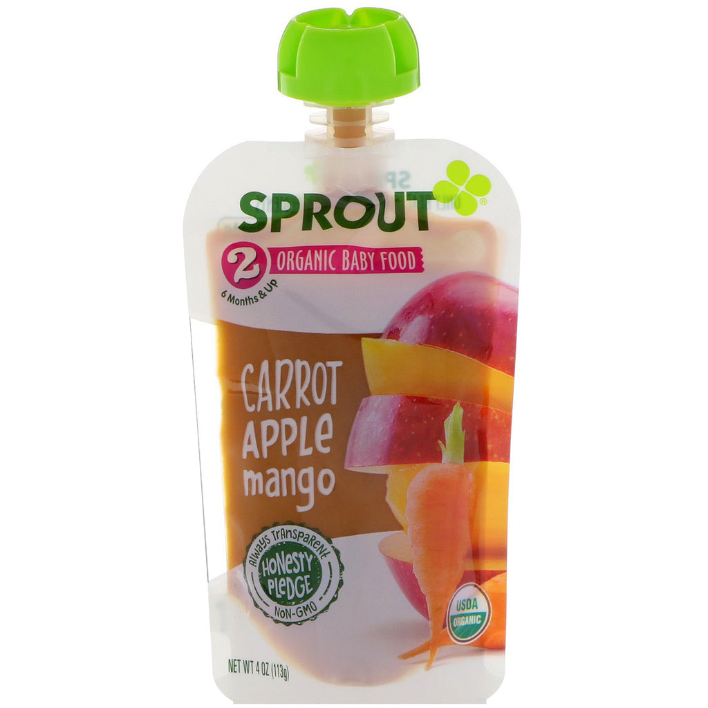 Sprout Babyvoeding Fase 2 Wortel Appel Mango 4 oz (113 g)