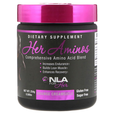 NLA for Her, Her Aminos, Comprehensive Amino Acid Blend, Orange Creamsicle, 0.56 lb (254 g)