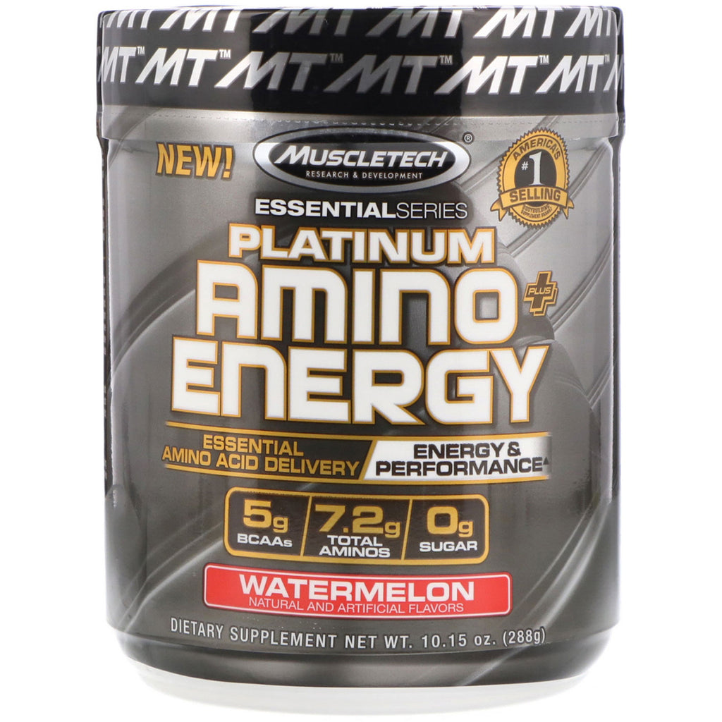 Muscletech, Platinum Amino Plus Energy, vattenmelon, 10,15 oz (288 g)