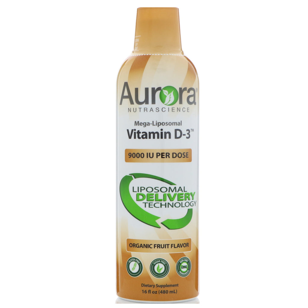Aurora Nutrascience, 메가-리포솜 비타민 D3, 과일 맛, 9000 IU, 480ml(16fl oz)