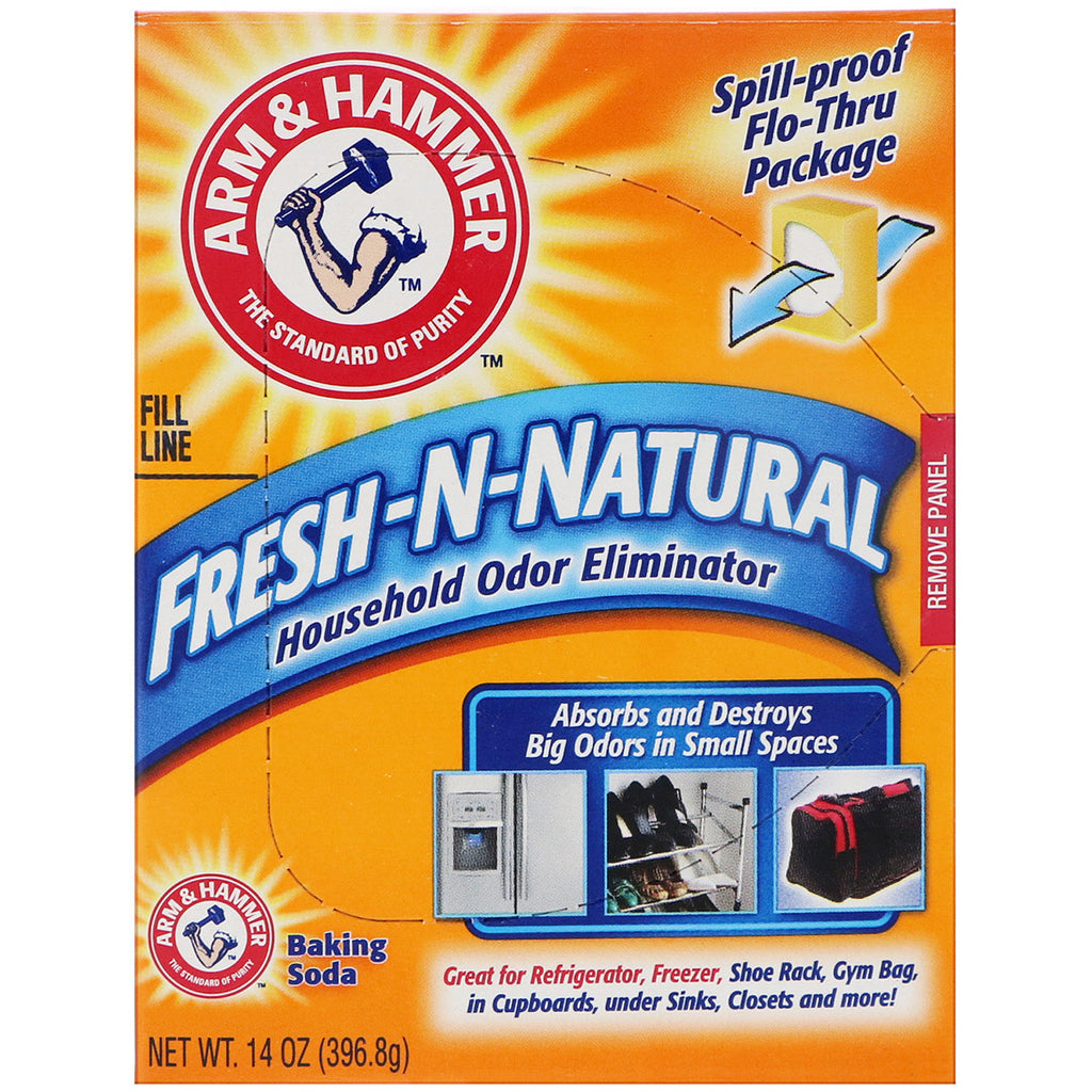 Arm &amp; Hammer, Bicarbonato de sodio eliminador de olores domésticos Fresh-n-Natural, 14 oz (396,8 g)