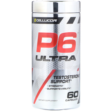 Cellucor, p6 ultra, support testostérone, 60 gélules