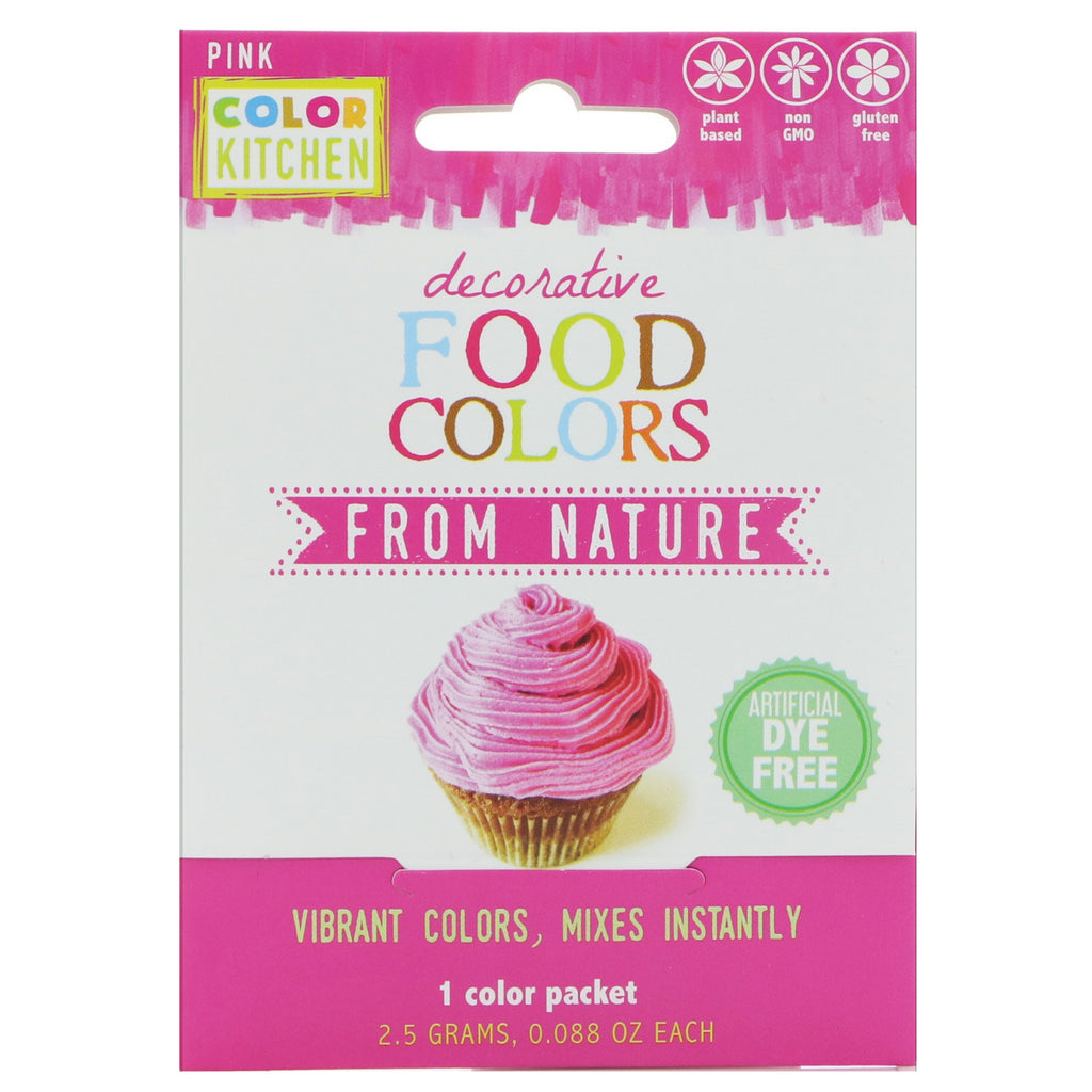 ColorKitchen, דקורטיבי, צבעי מאכל מהטבע, ורוד, חבילת צבע אחת, 0.088 אונקיות (2.5 גרם)