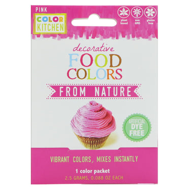 ColorKitchen, Dekorative, Madfarver fra naturen, Pink, 1 farvepakke, 0,088 oz (2,5 g)