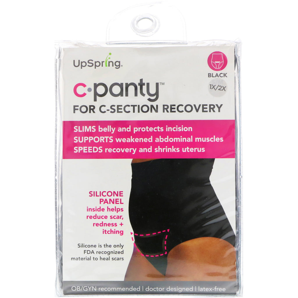UpSpring C-Panty para recuperación de cesárea Talla 1X/2X Negro