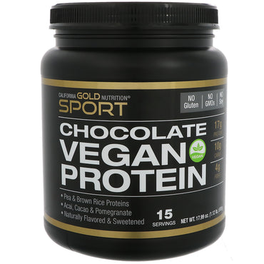 California Gold Nutrition, Proteína vegana con granada, acai y un toque de chocolate, sin soja, 510 g (17,99 oz)